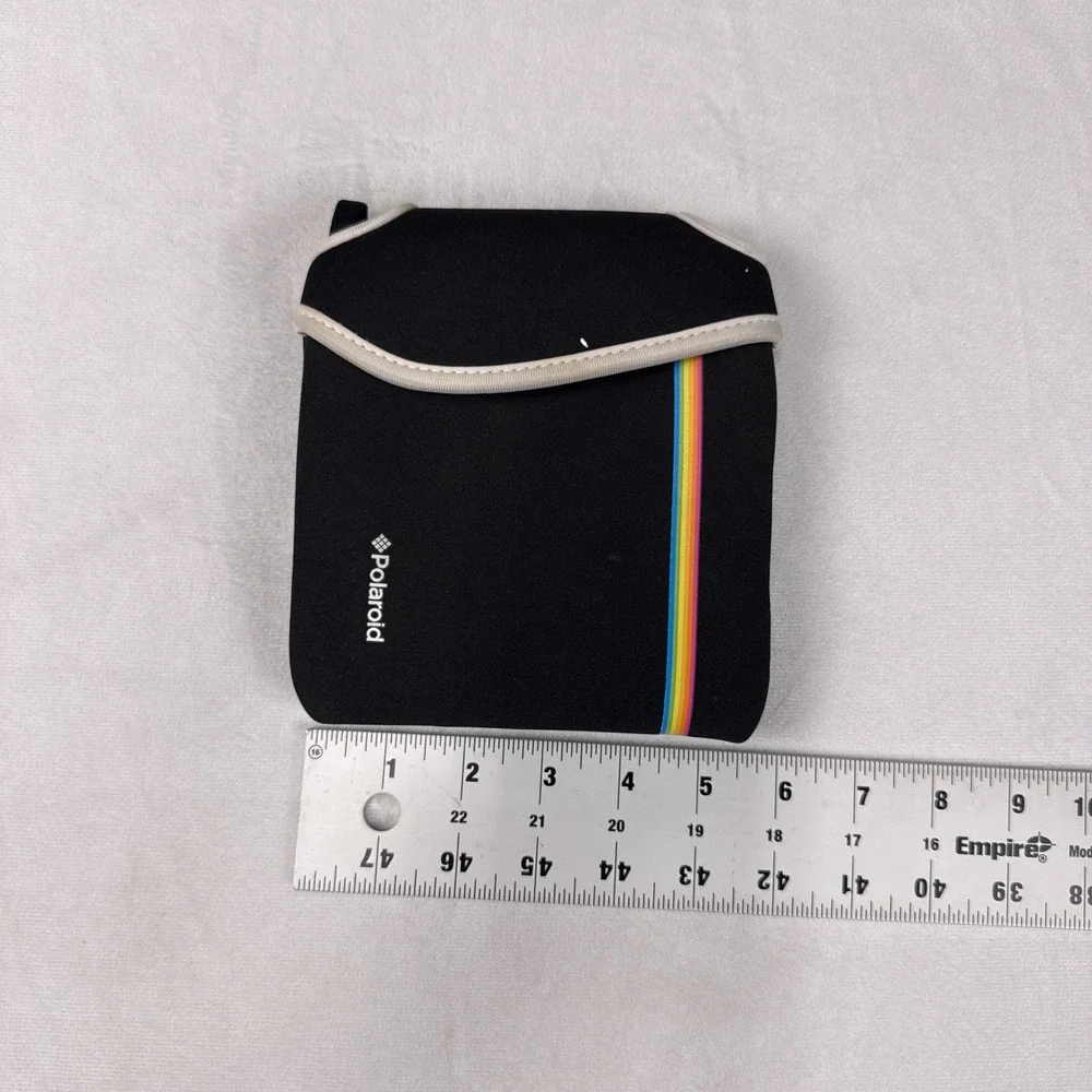 Polaroid Camera Pouch Case Black Neoprene Rainbow Stripe Retro Sleeve Small